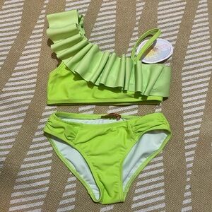 Kate Mack Vibrant Green Ruffle Bikini Set - Size 2T NWT